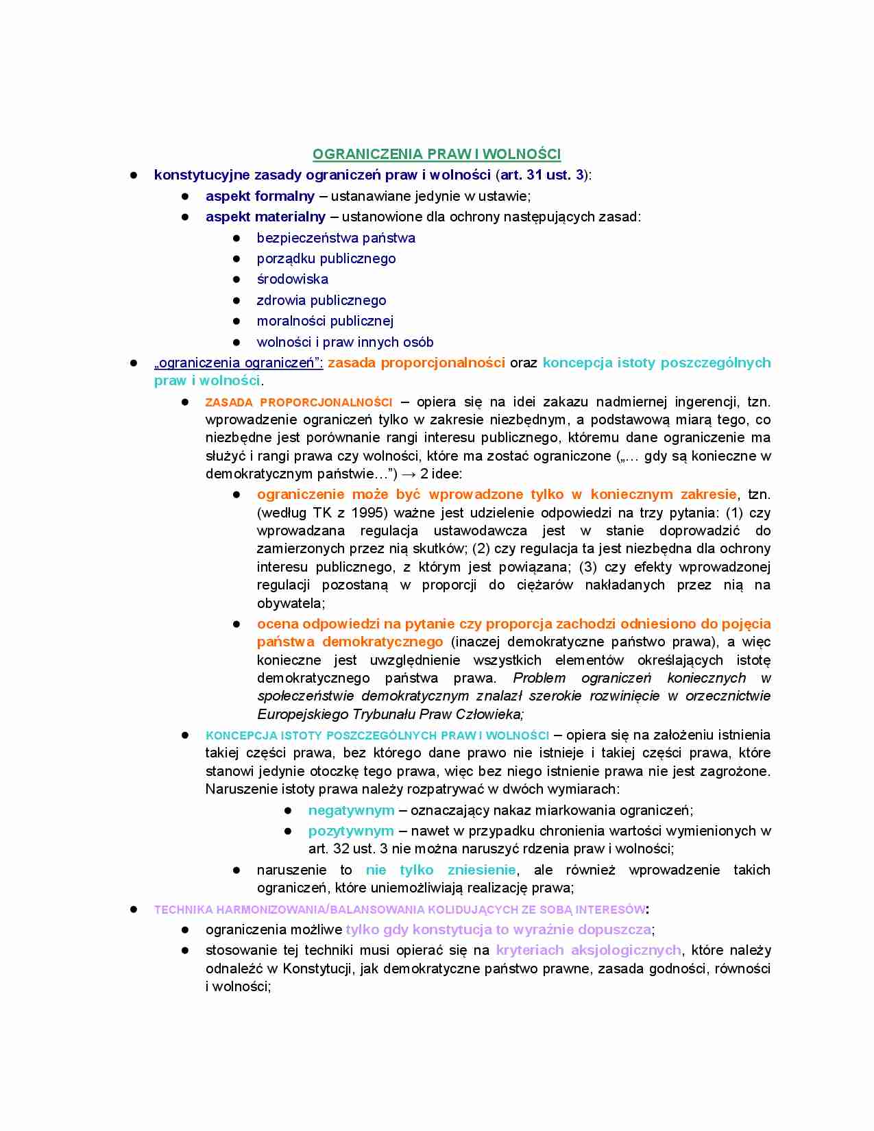 Ograniczegnia praw i wolności - strona 1