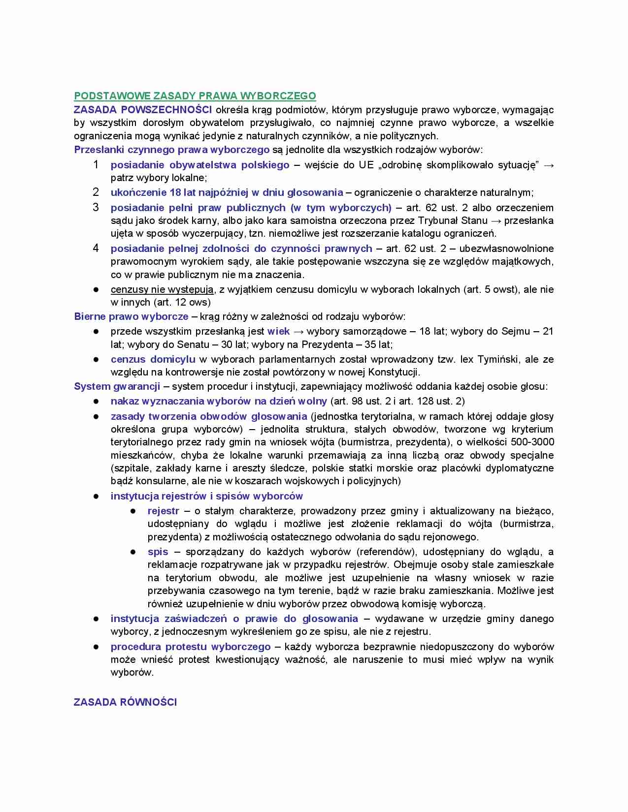 Podstawowe zasady prawa wyborczego  - strona 1