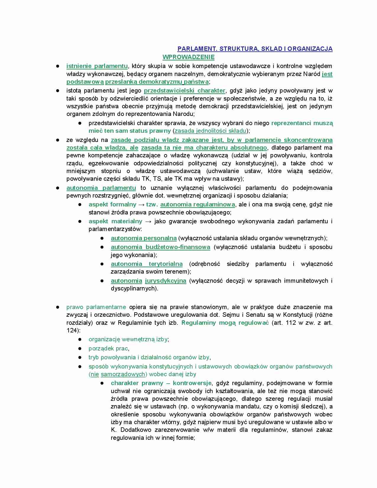 Parlament. Struktura, skład i organizacja - strona 1