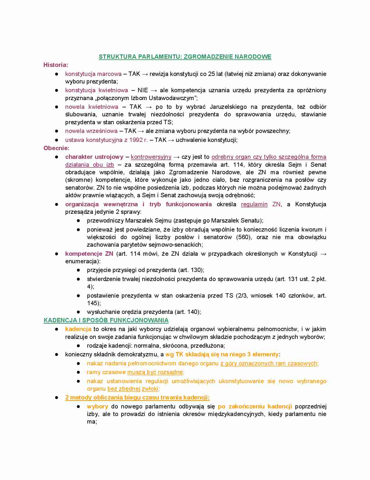 Struktura parlamentu : zgromadzenie narodowe - strona 1
