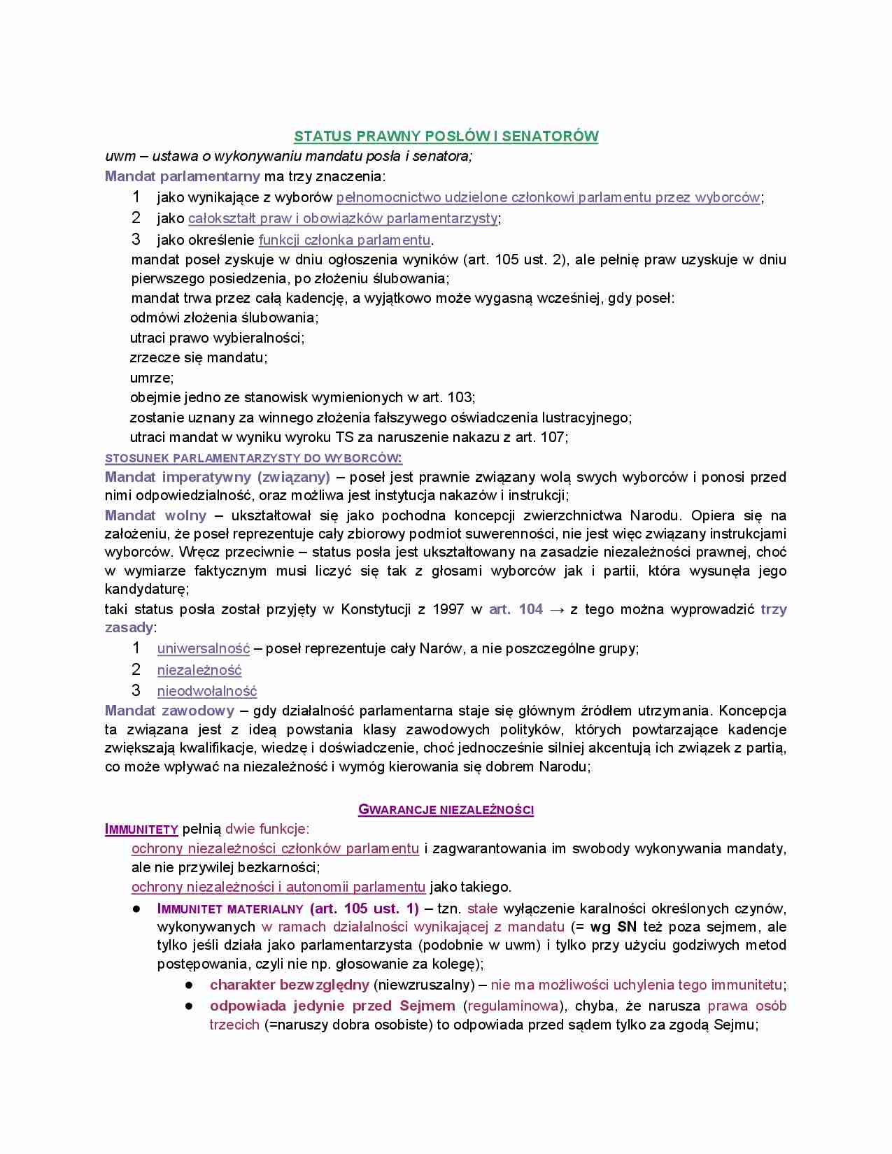 Status prawny posłów i senatorów - strona 1