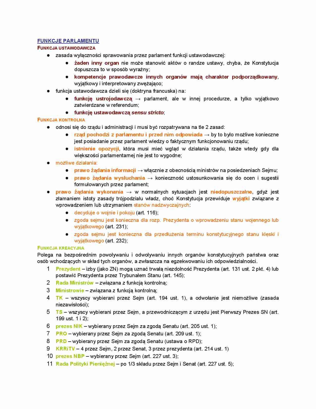 Funkcje parlamentu - strona 1