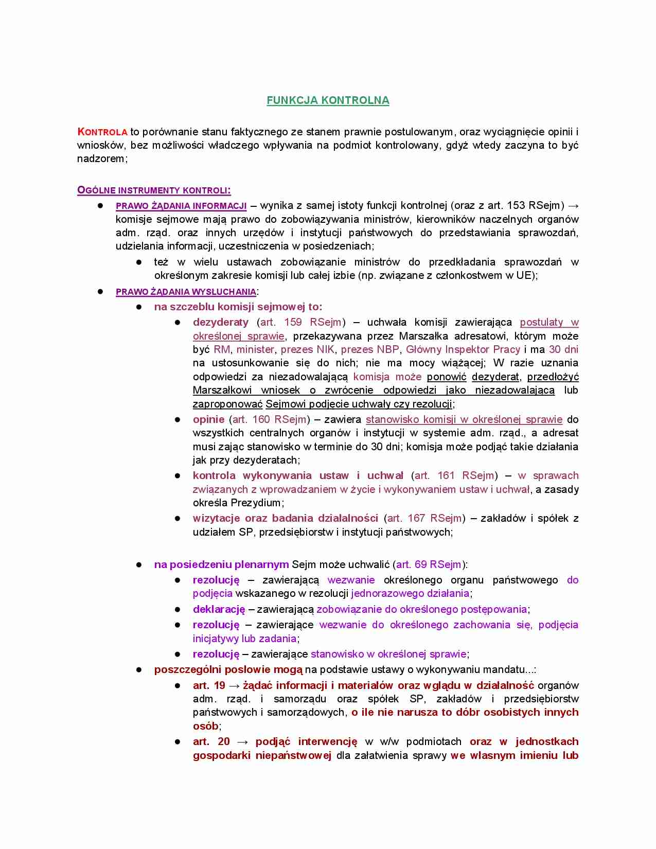 Funkcja kontrolna - omówienie zagadnień - strona 1