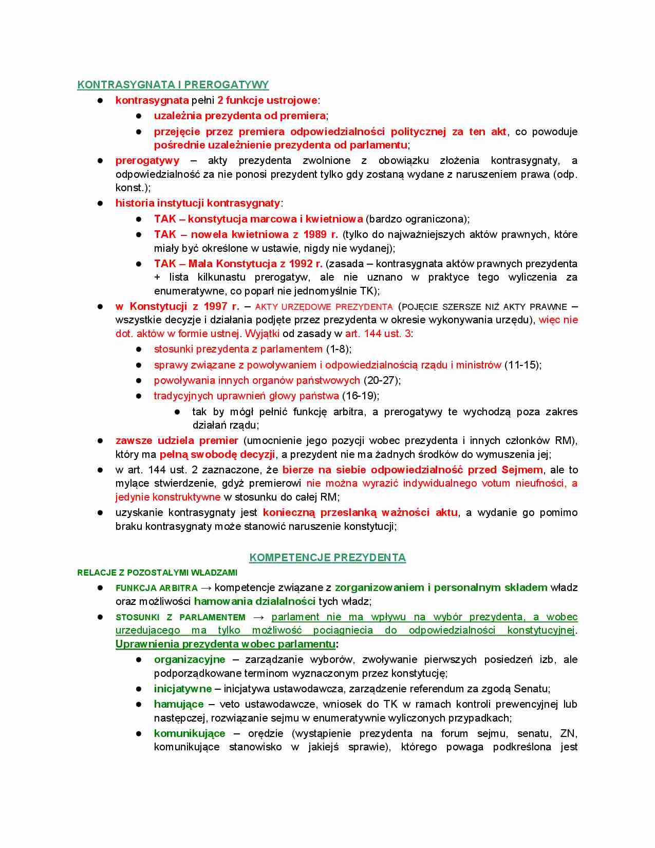 Kontrasygnata i prerogatywy - strona 1