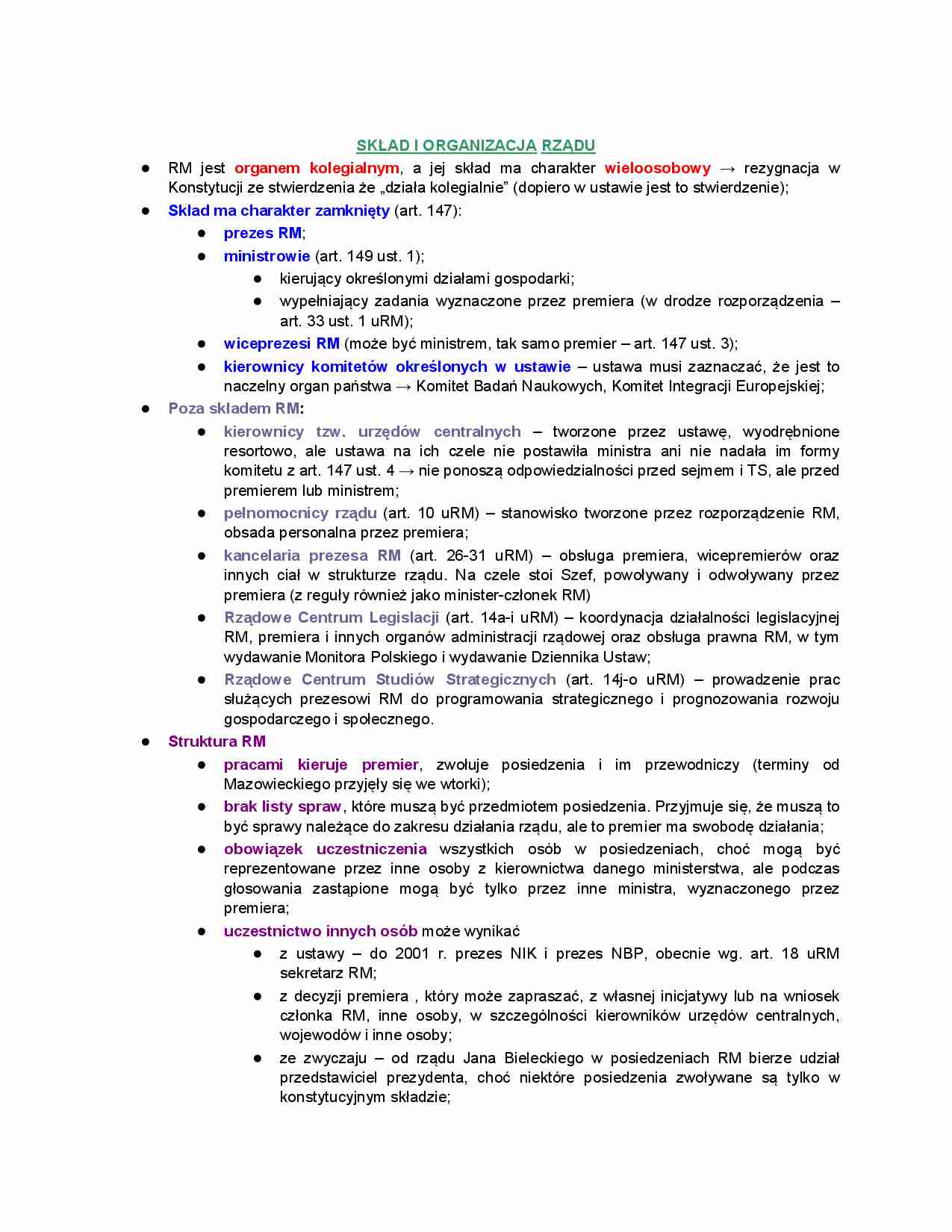 Skład i organizacja rządów - strona 1