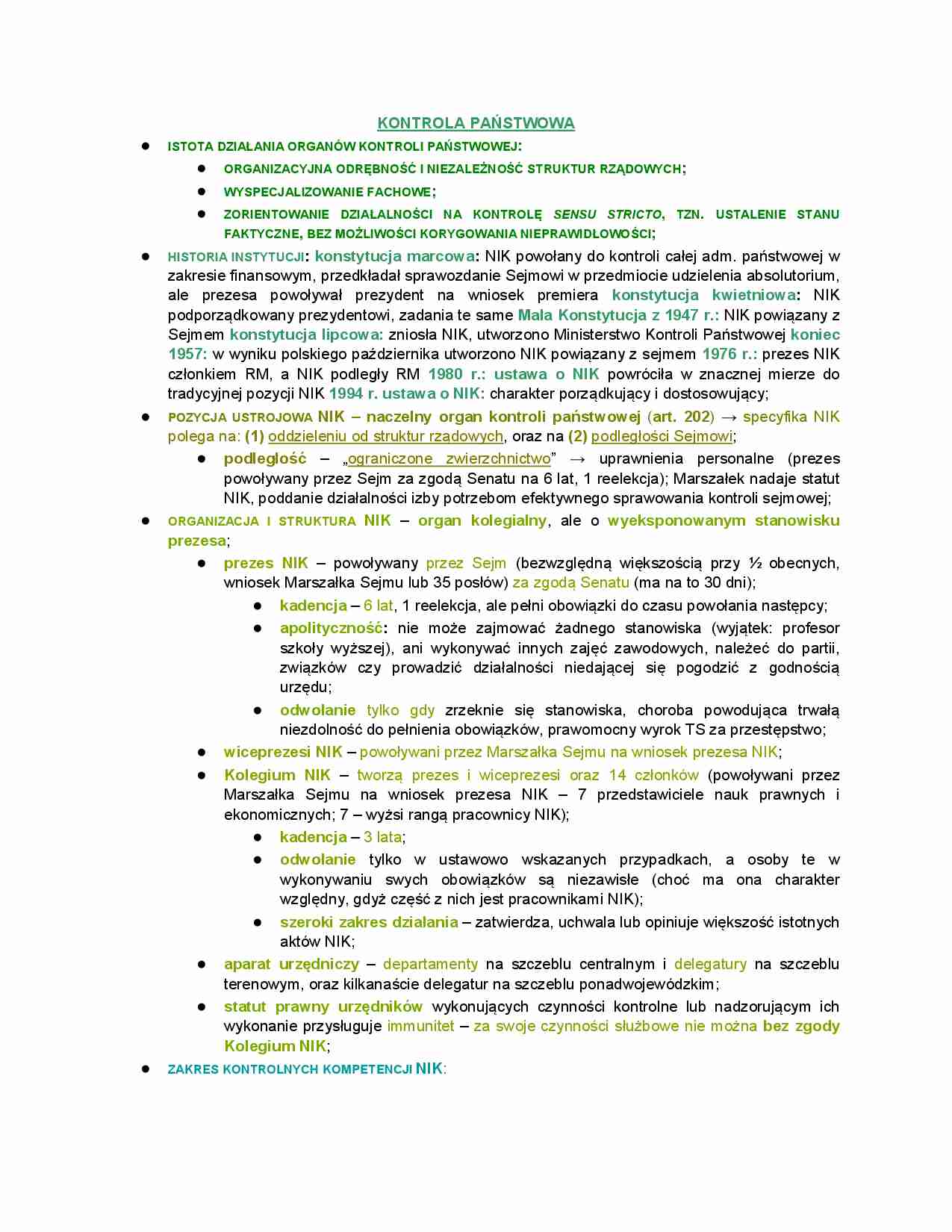 Kontrola państwowa - opracowanie zagadnień - strona 1
