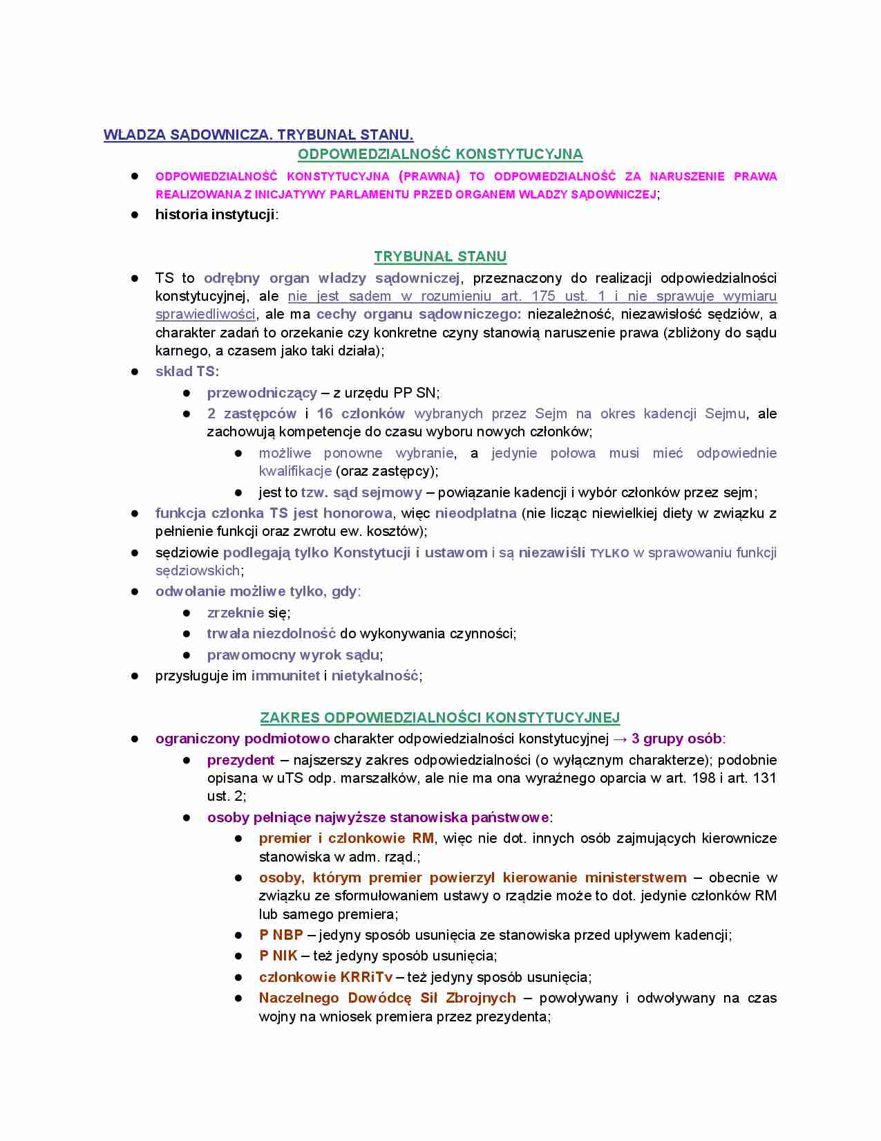 Władza sądownicza - Trybunał Stanu - strona 1