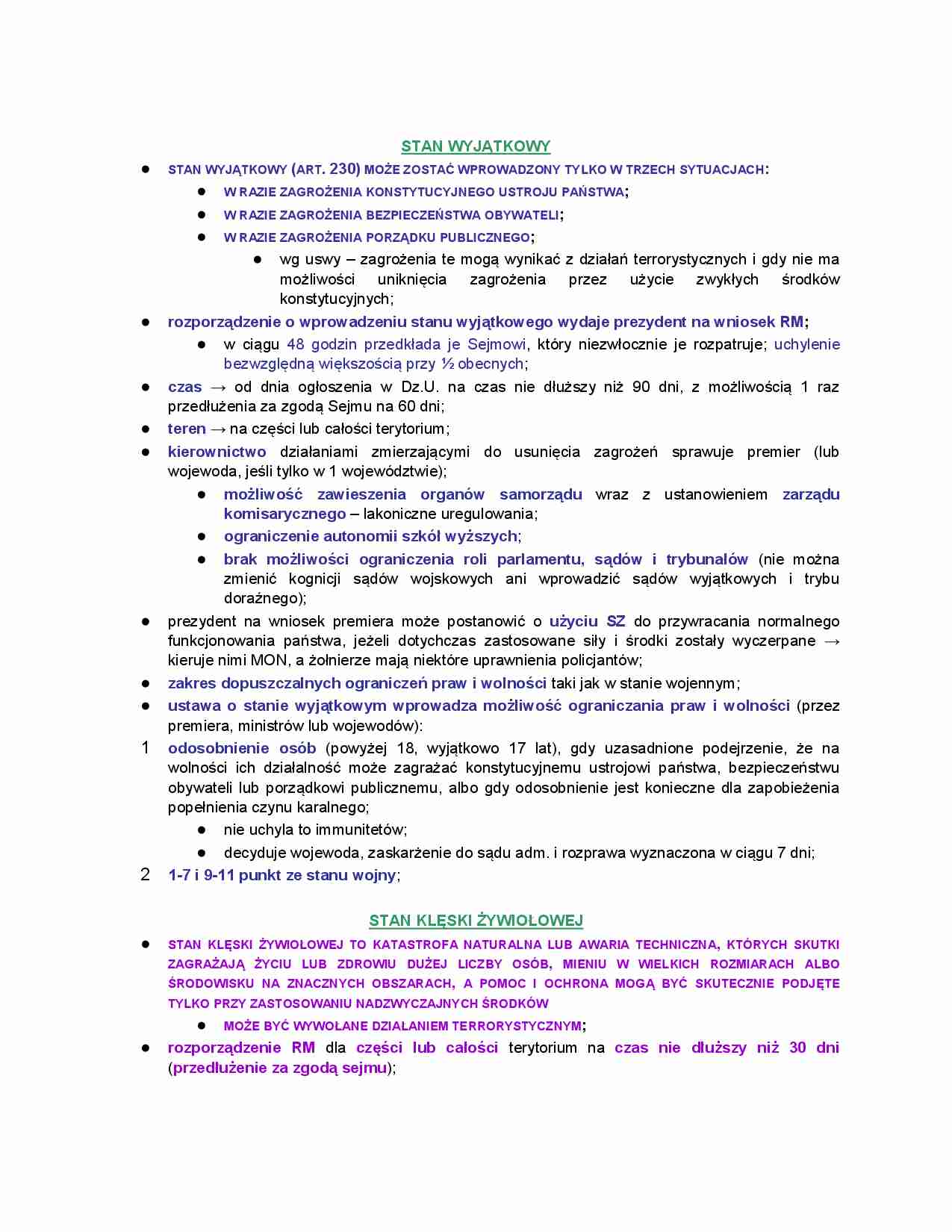Stan wyjątkowy - opracowanie zagadnienia - strona 1