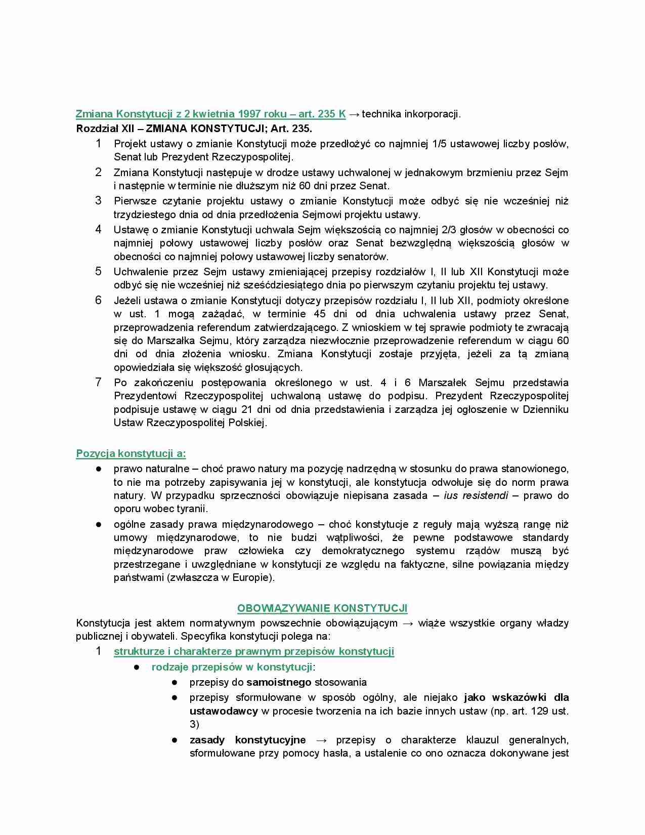 Zmiana Konstytucji - omówienie, pozycja - strona 1