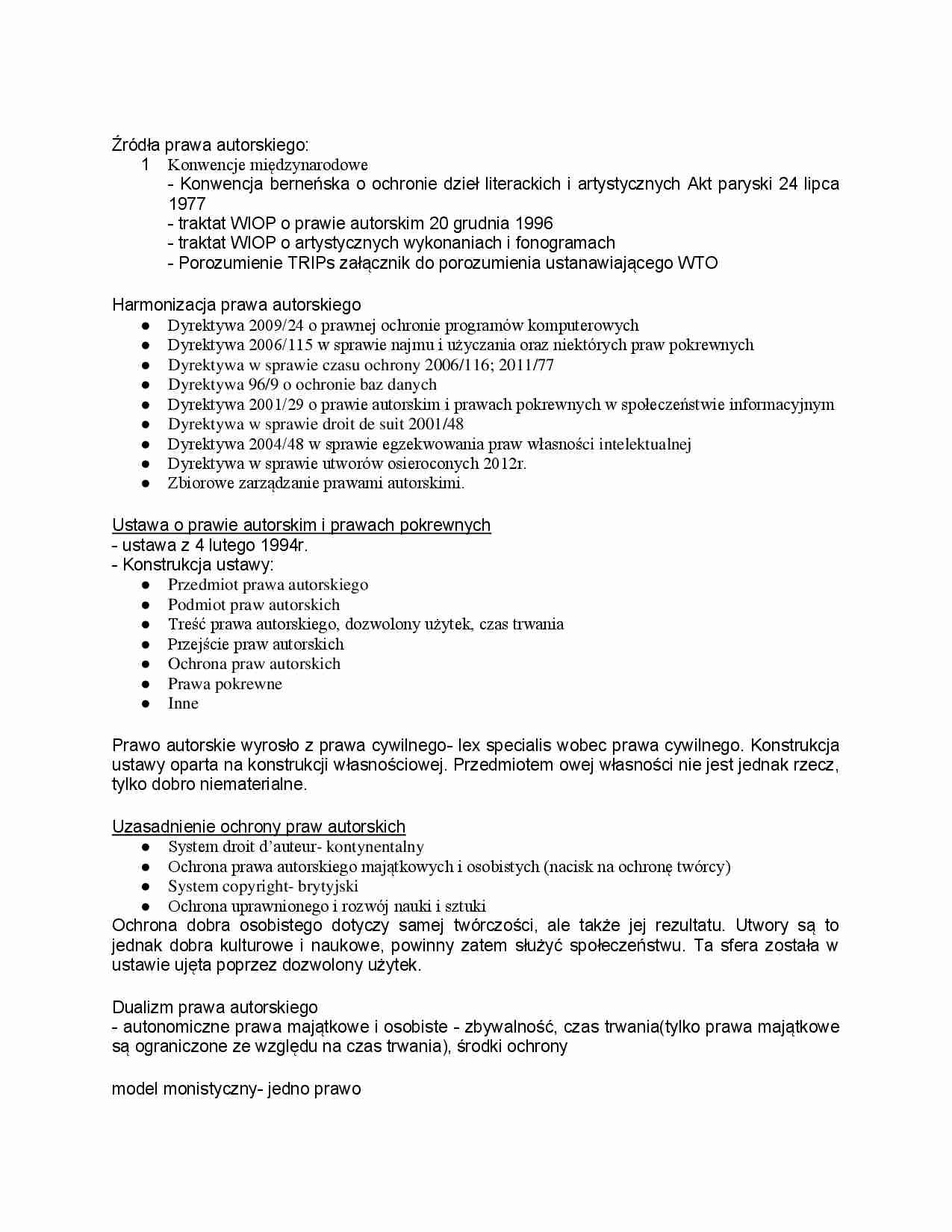 Prawo autorskie - źródla, harmonizacja  - strona 1