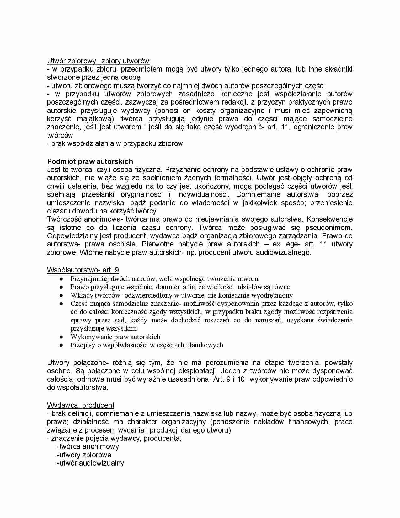 Prawa autorskie - opracowanie zagadnień - strona 1