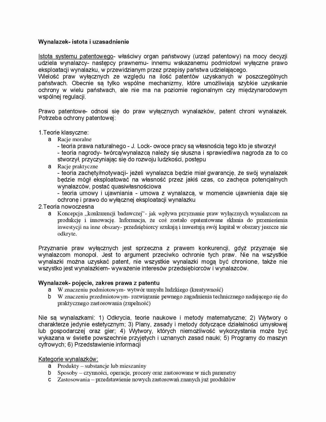 Wynalazek - istota i uzasadnienie - strona 1