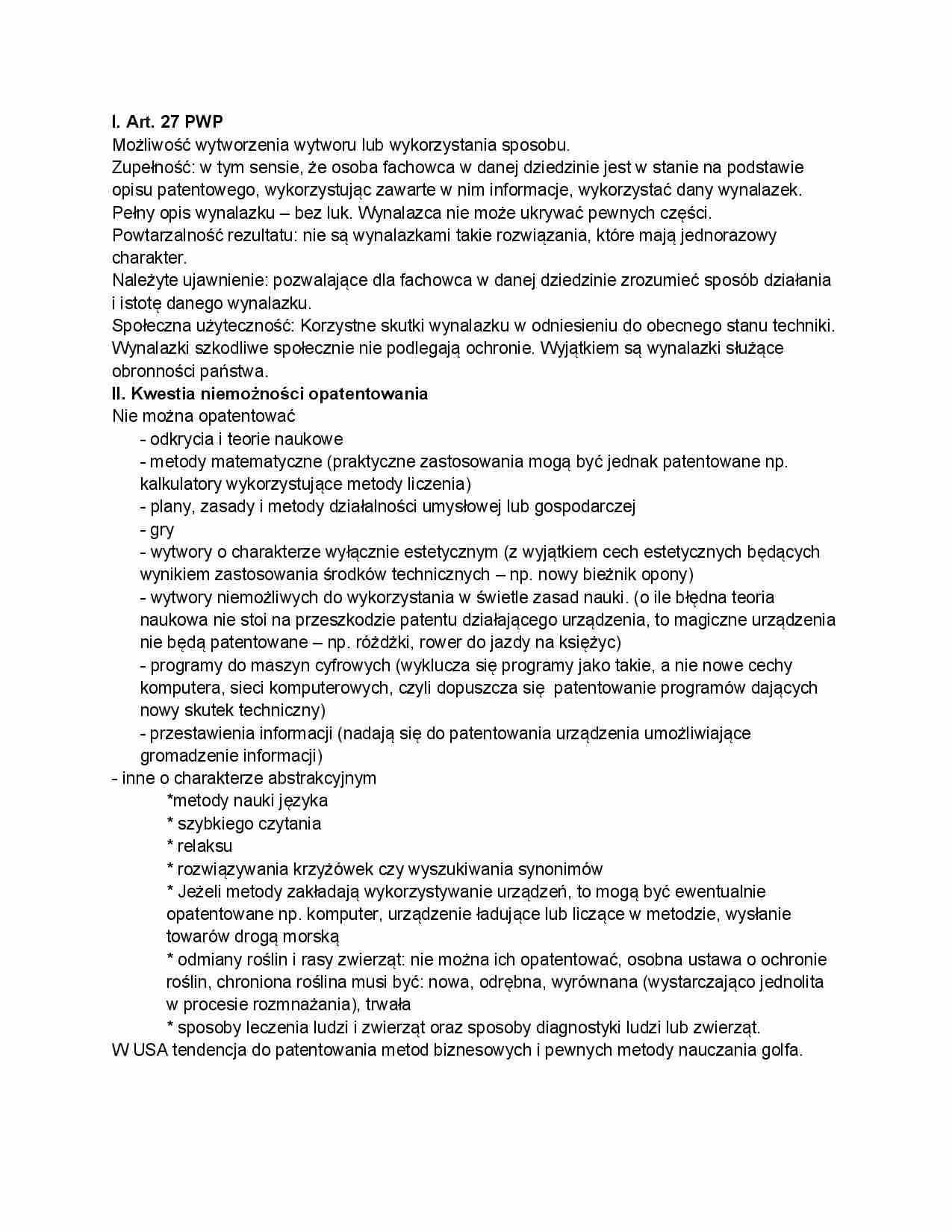 Prawo własności przemysłowej - omówienie - strona 1