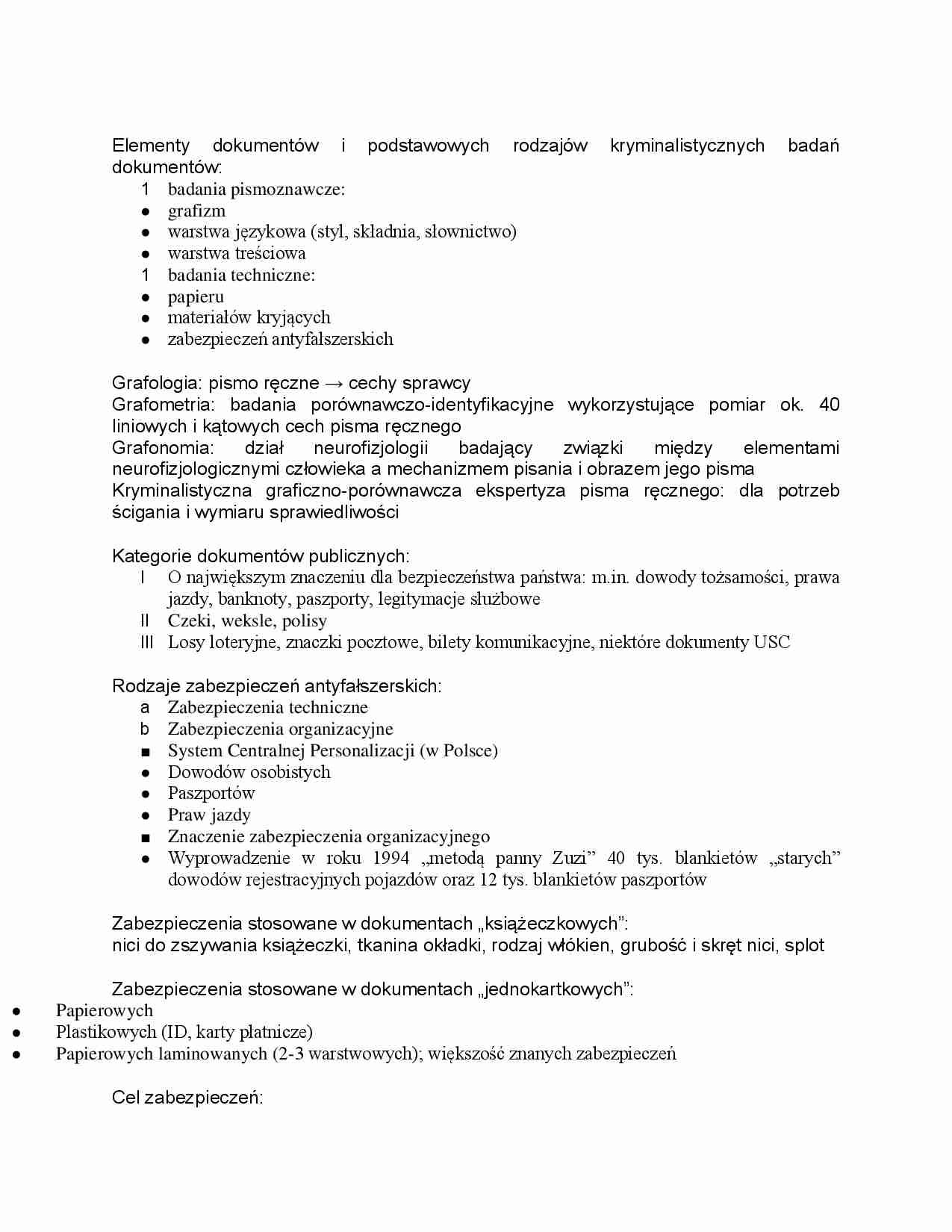 Podstawowe rodzaje kryminalistycznych badań dokumentów - strona 1