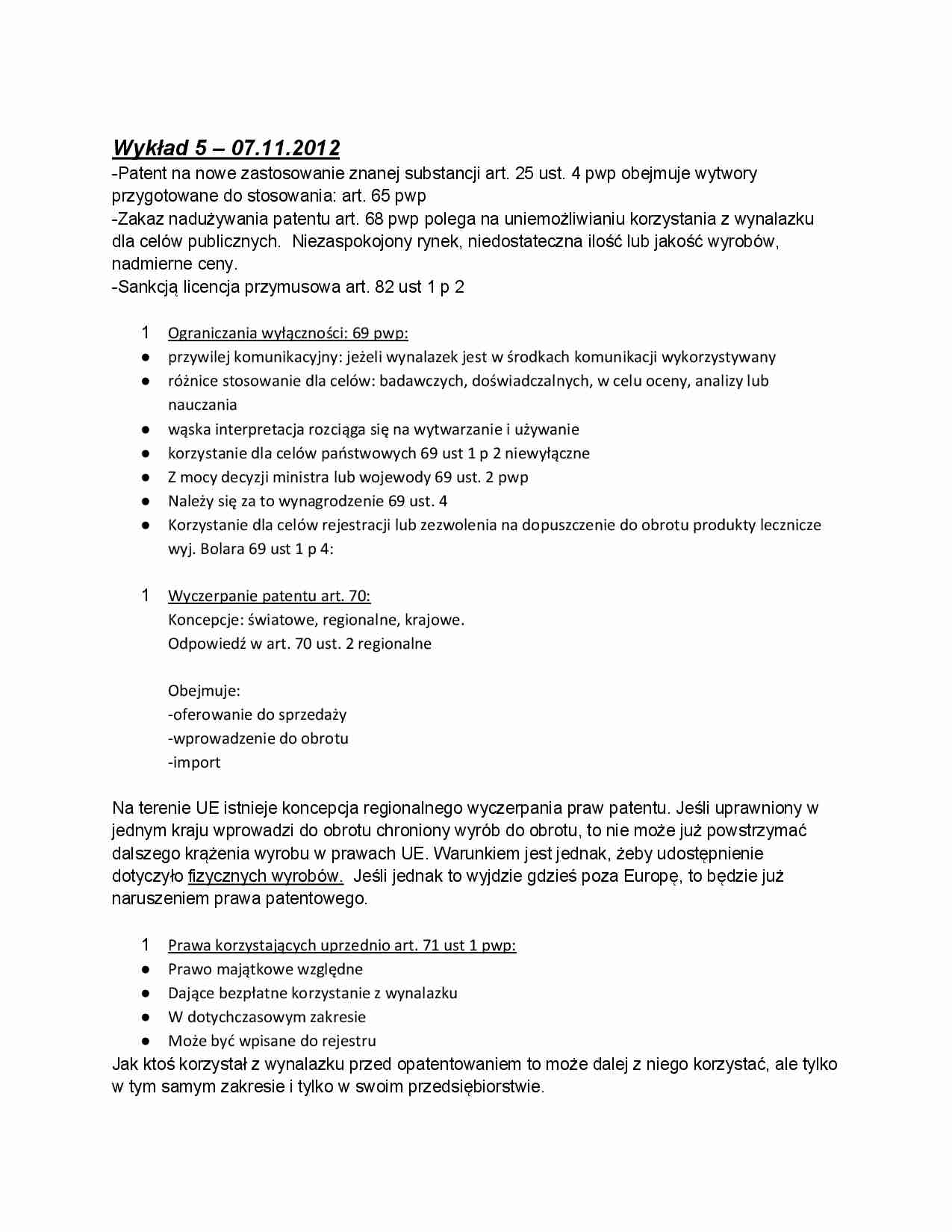 Patent - rodzaje, omówienie - strona 1