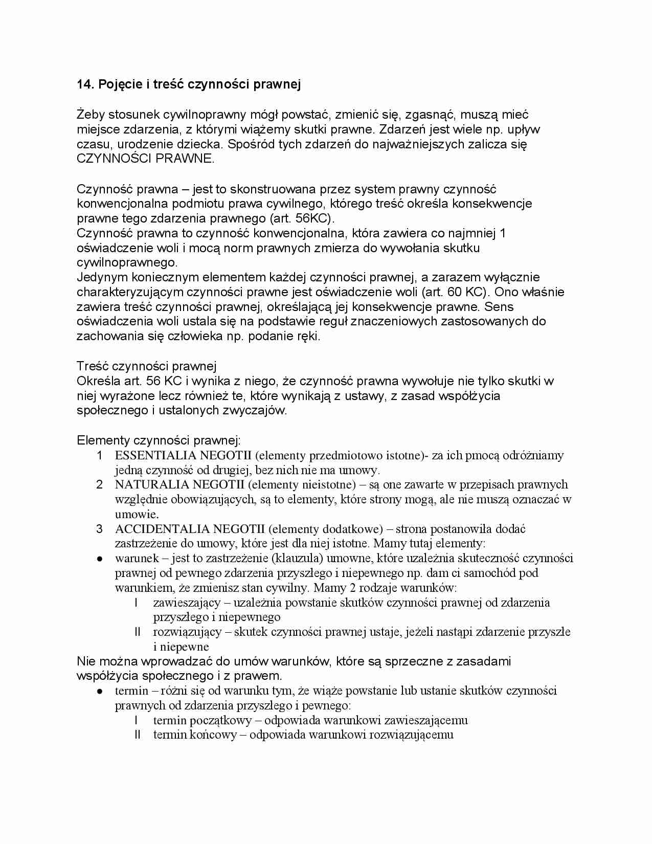 Pojęcie i treść czynności prawnej - strona 1