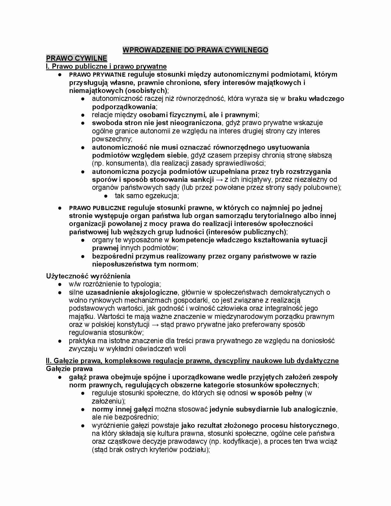 Prawo publiczne, prywatne, gałęzie prawa - wprowadzenie - strona 1