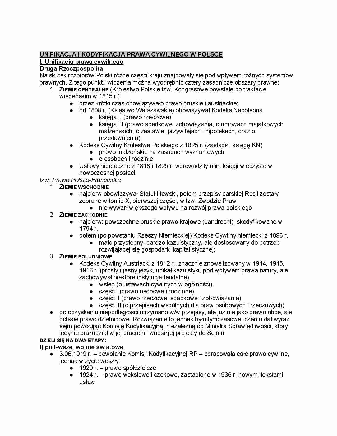 Unifikacja i kodyfikacja prawa cywilnego w Polsce - strona 1