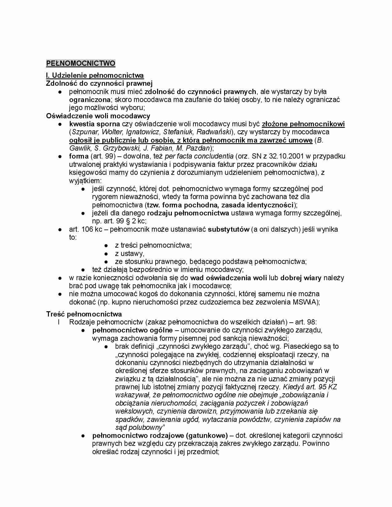 Pełnomonictwo - udzielenie pełnomocnictwa - strona 1