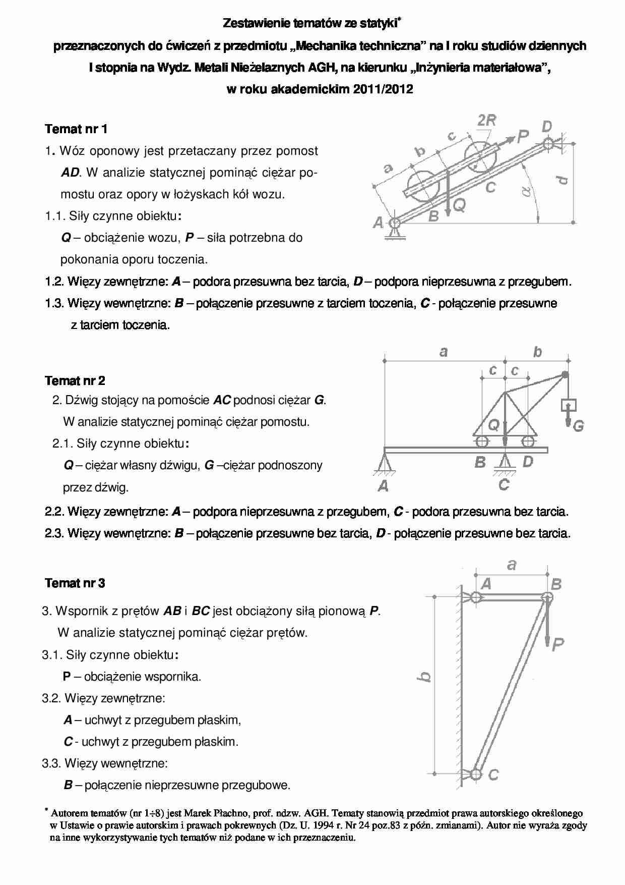 Zestawienie tematow ze statyki - strona 1