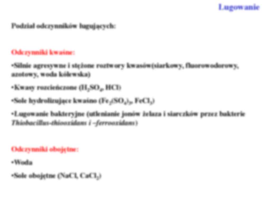 Ługowanie - definicja, podział odczynników ługujących, procesy katodowe - strona 3