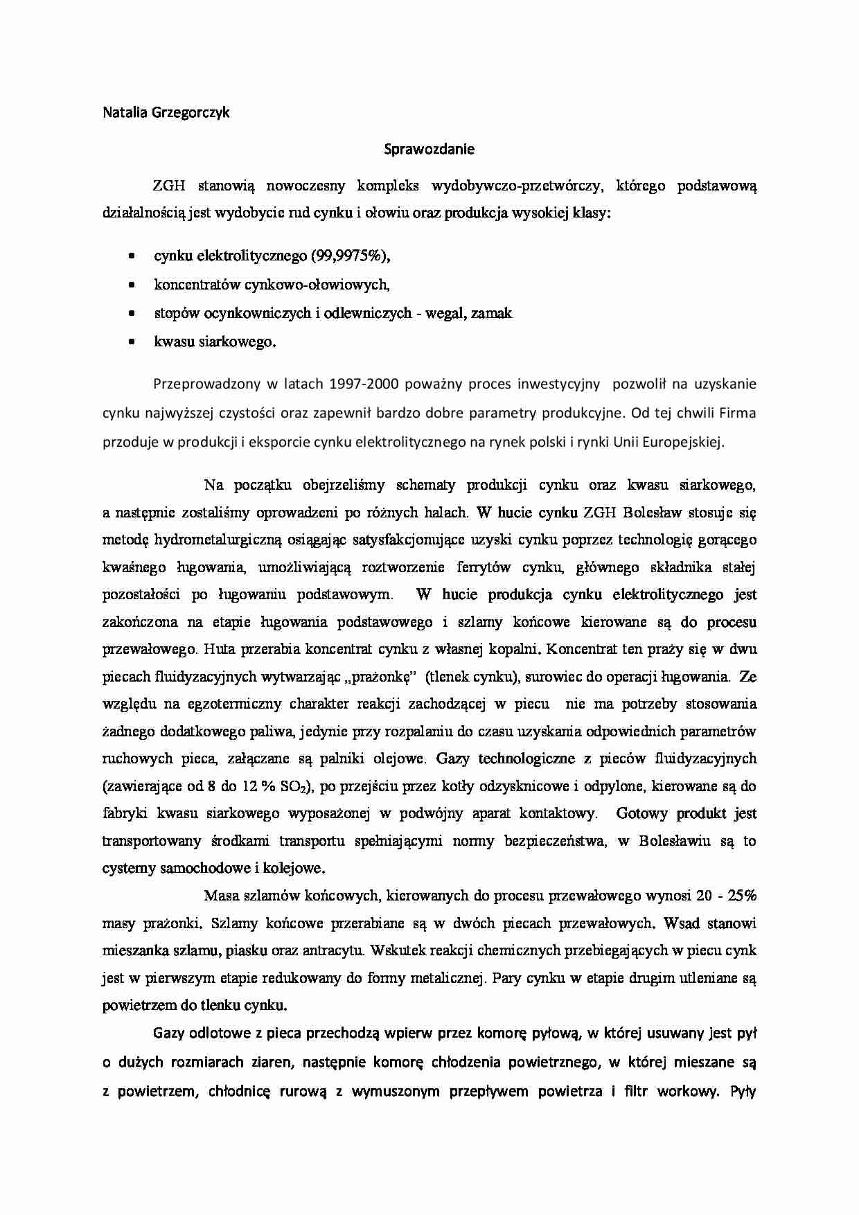 ZGH Bolesław - sprawozdanie - strona 1