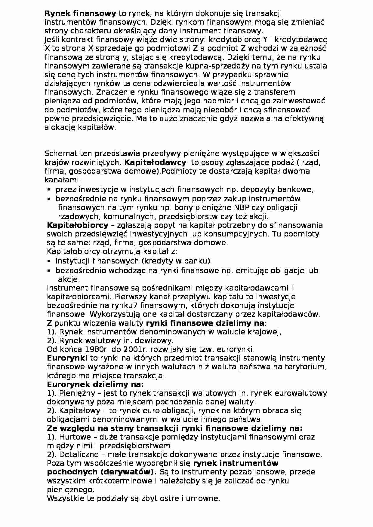 Rynek kapitałowy i eurorynki - strona 1