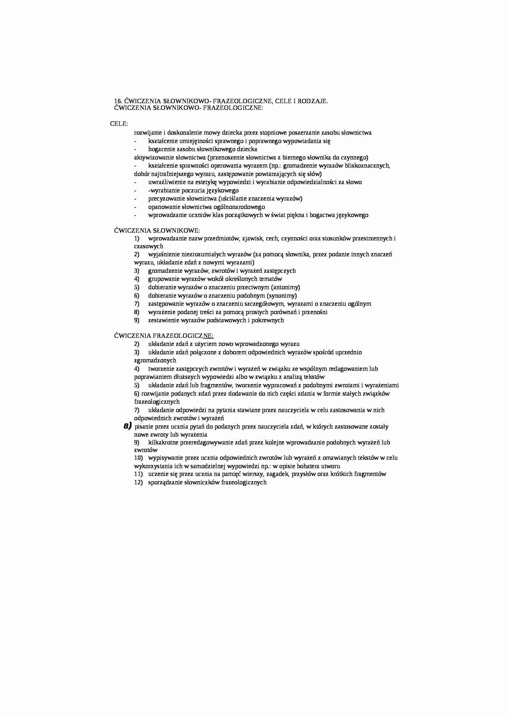 Ćwiczenia słownikowo-frazeologiczne - strona 1