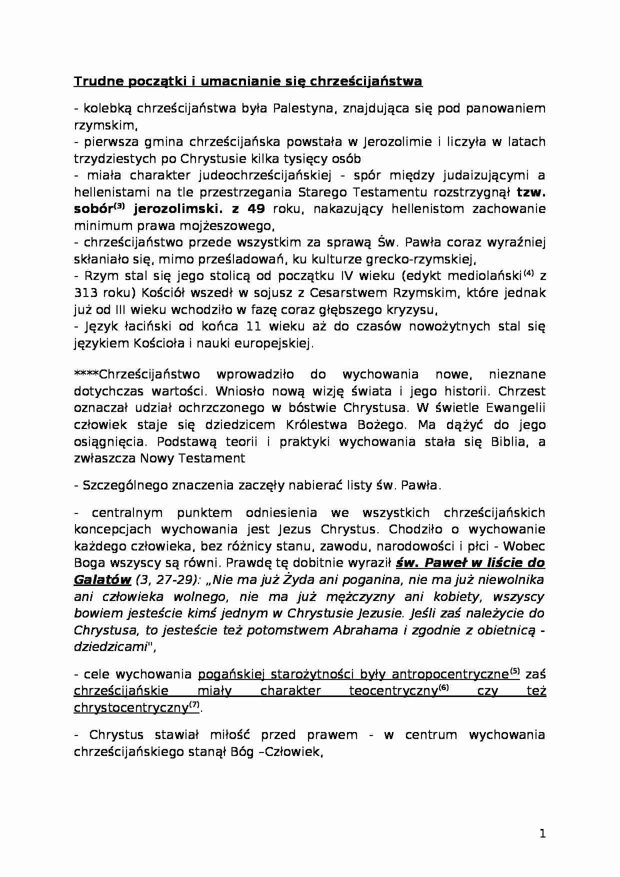 Trudne początki i umacnianie się chrześcijaństwa  - strona 1