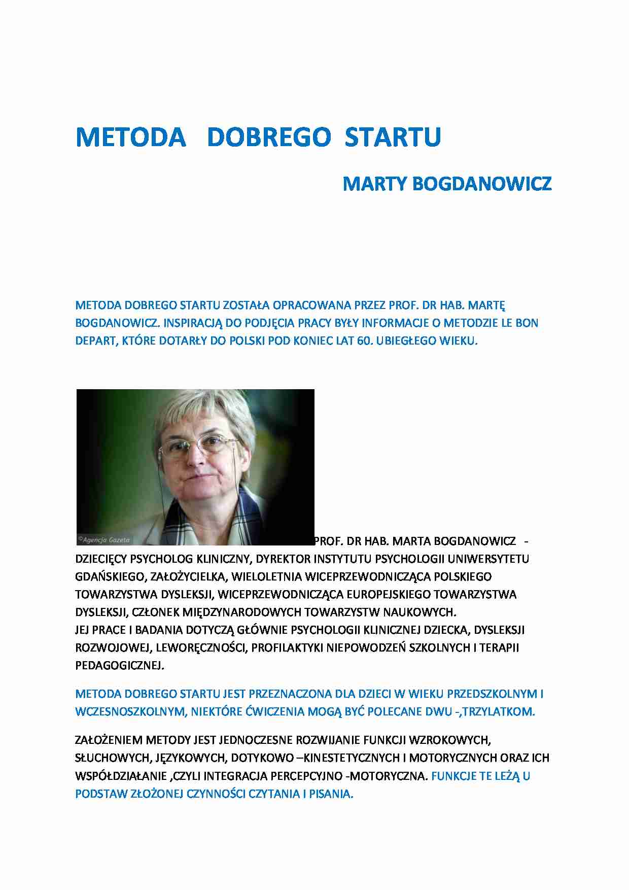 Metoda Dobrego Startu Marty Bogdanowicz - strona 1