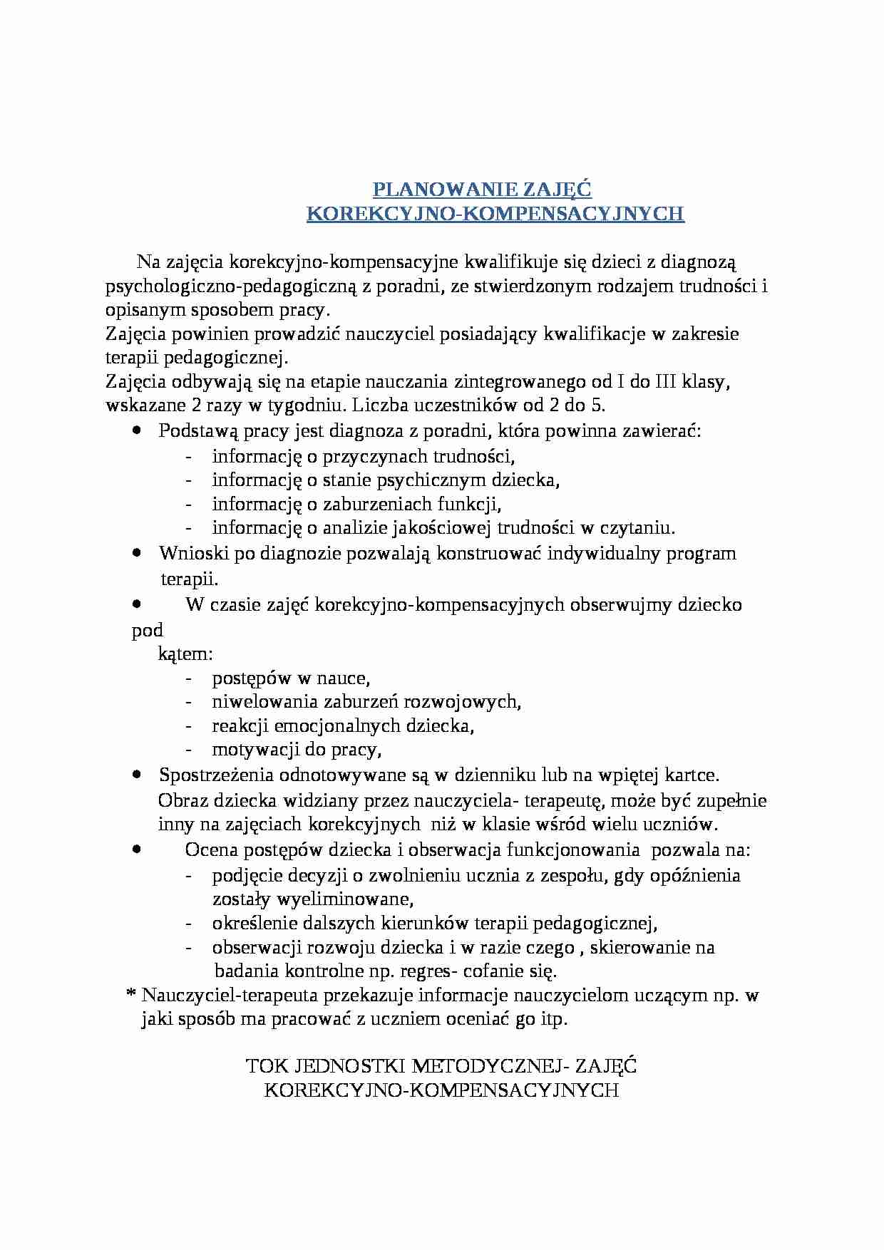 Planowanie zajęć korekcyjno-kompensacyjnych - strona 1