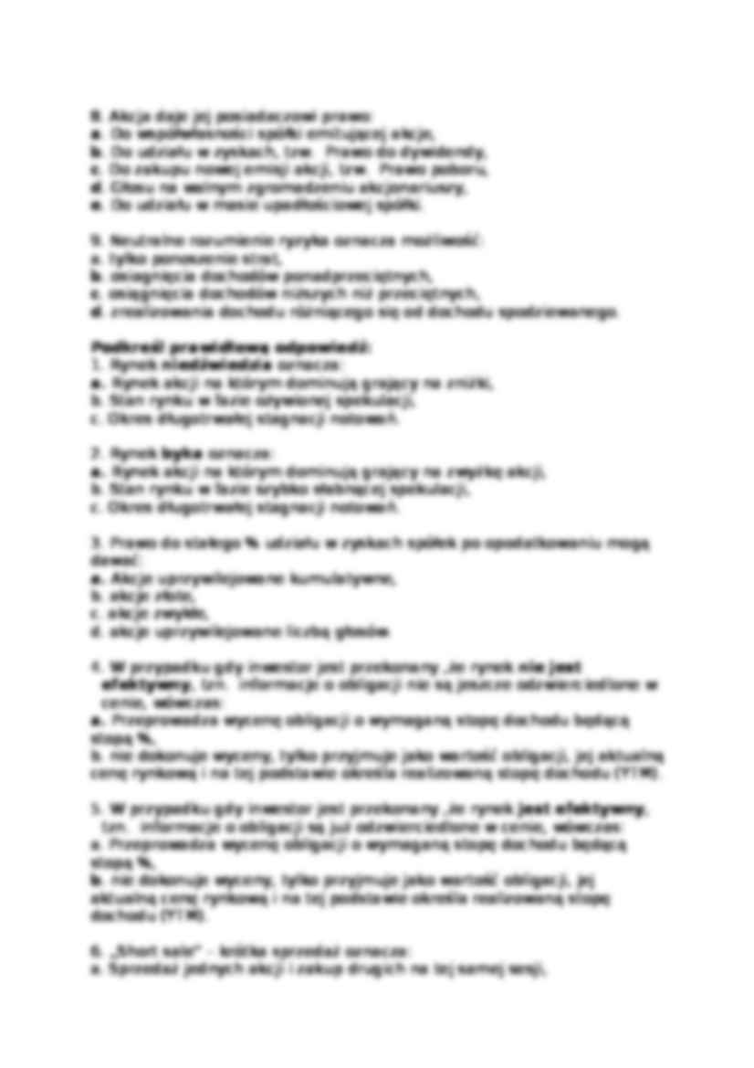 Rynki finansowe - test - strona 2