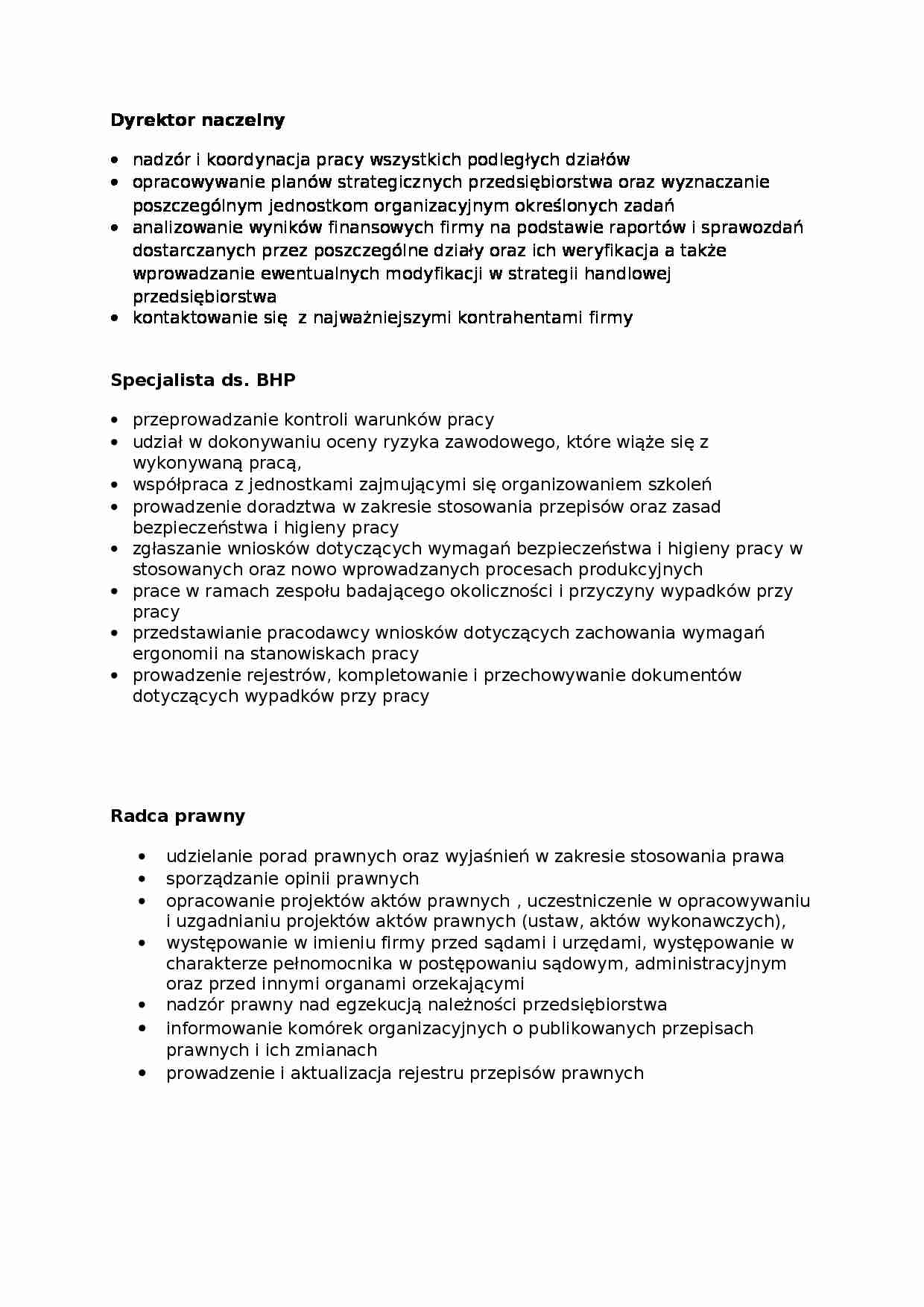 Zadania przypisane do stanowisk (2) - strona 1