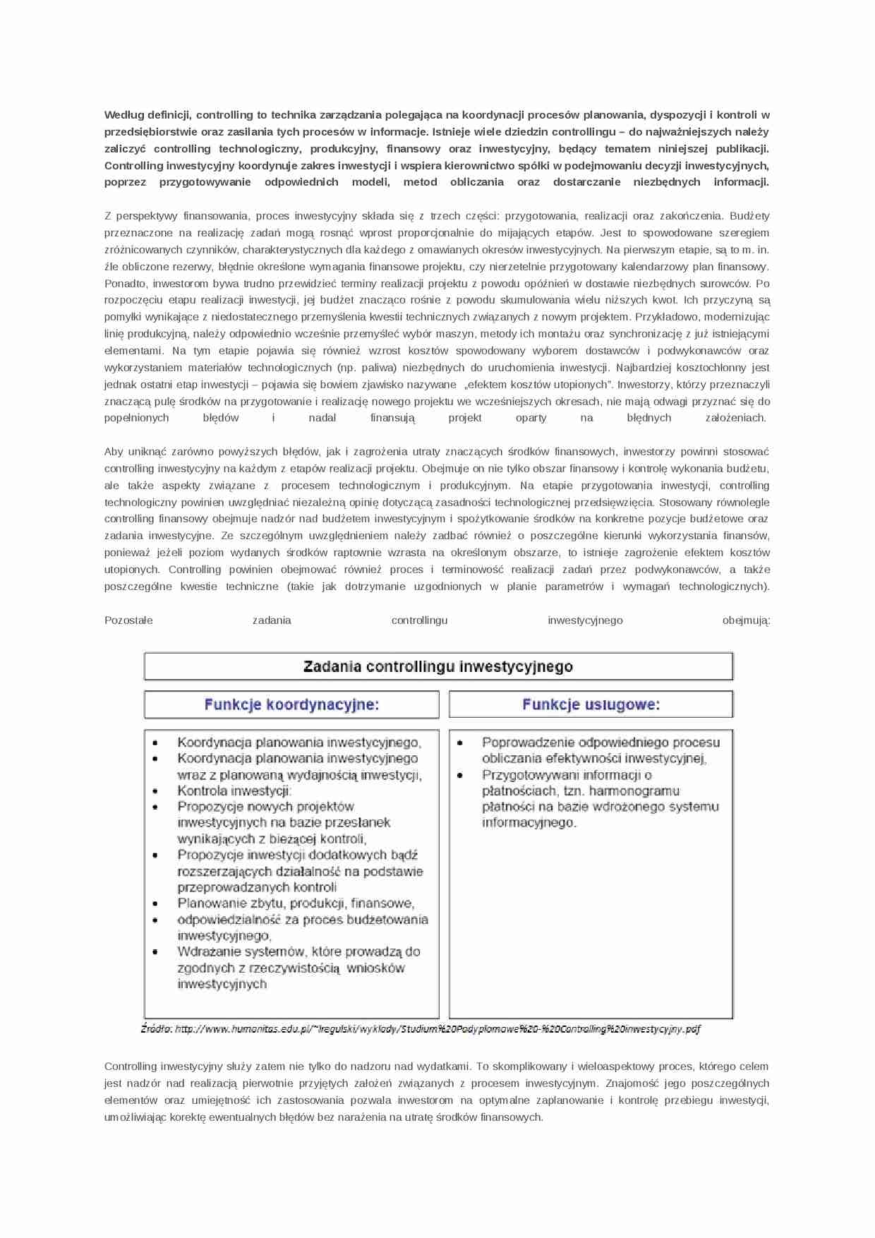Controling inwestycyjny-definicja  - strona 1