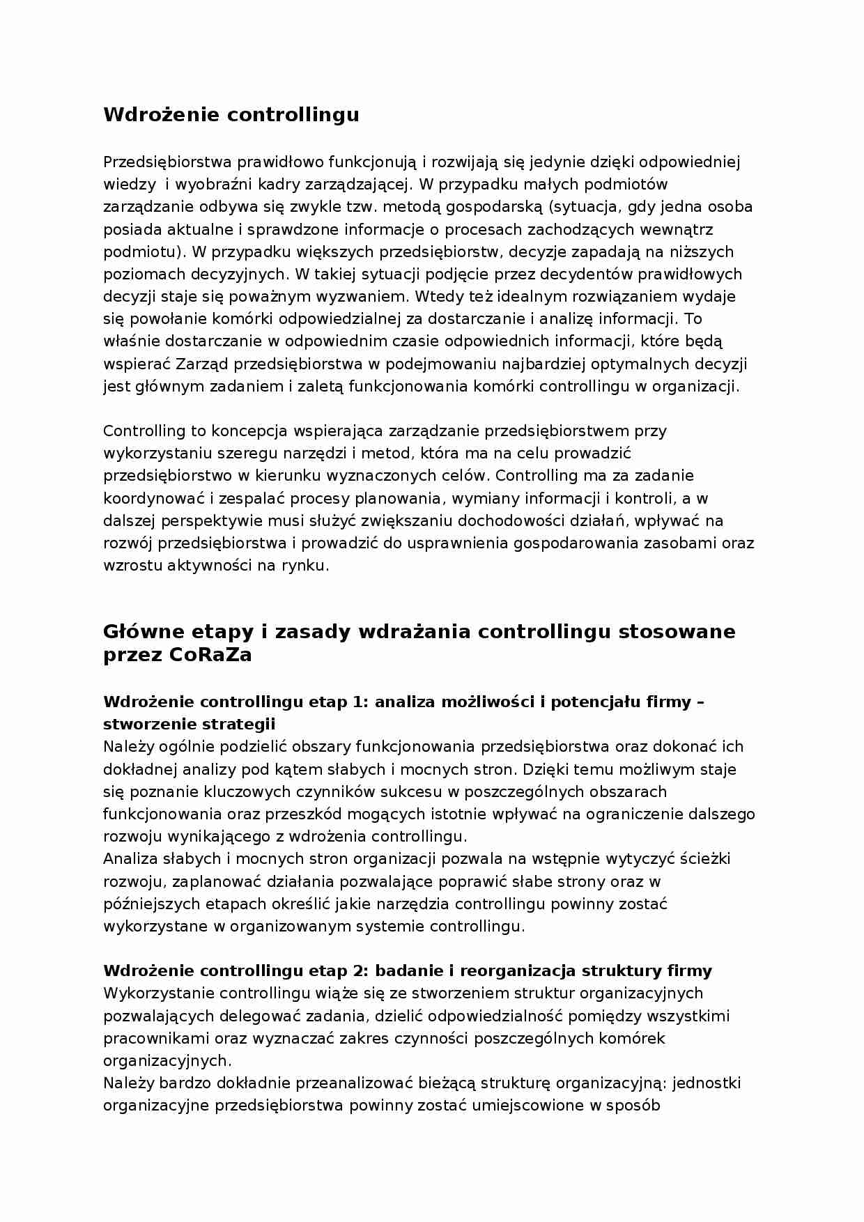 Wdrożenie controlingu - strona 1