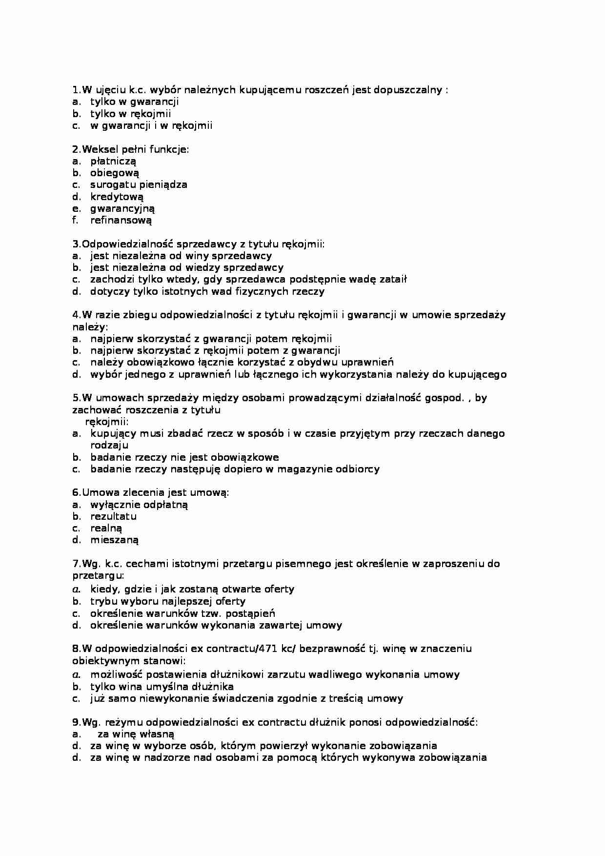 Prawo cywilne - test 2 - strona 1