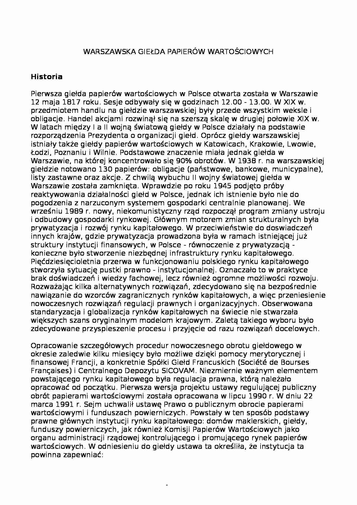 Warszawska giełda papierów wartościowych - strona 1