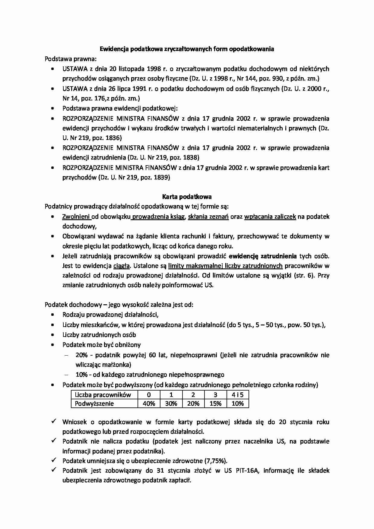 Ewidencja i karta podatkowa - strona 1