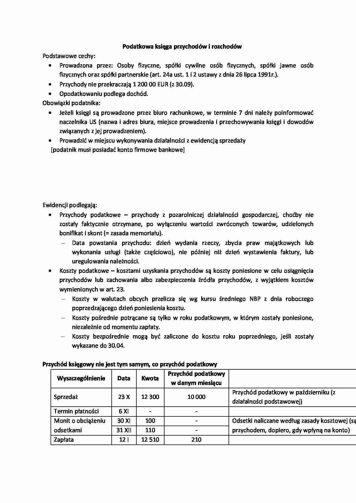 Podatkowa księga przychodw i rozchodw - strona 1