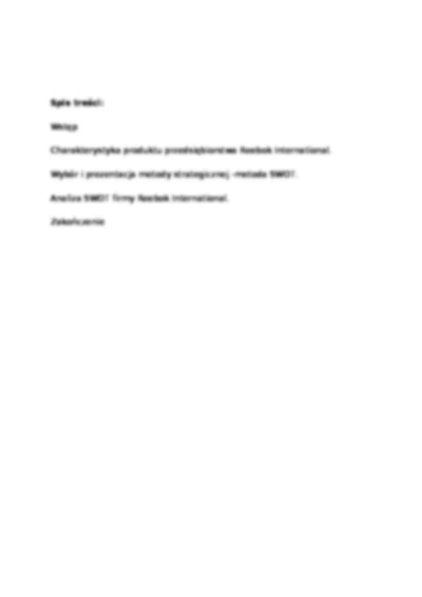 Analiza SWOT przedsiębiorstwa Reebok - strona 2