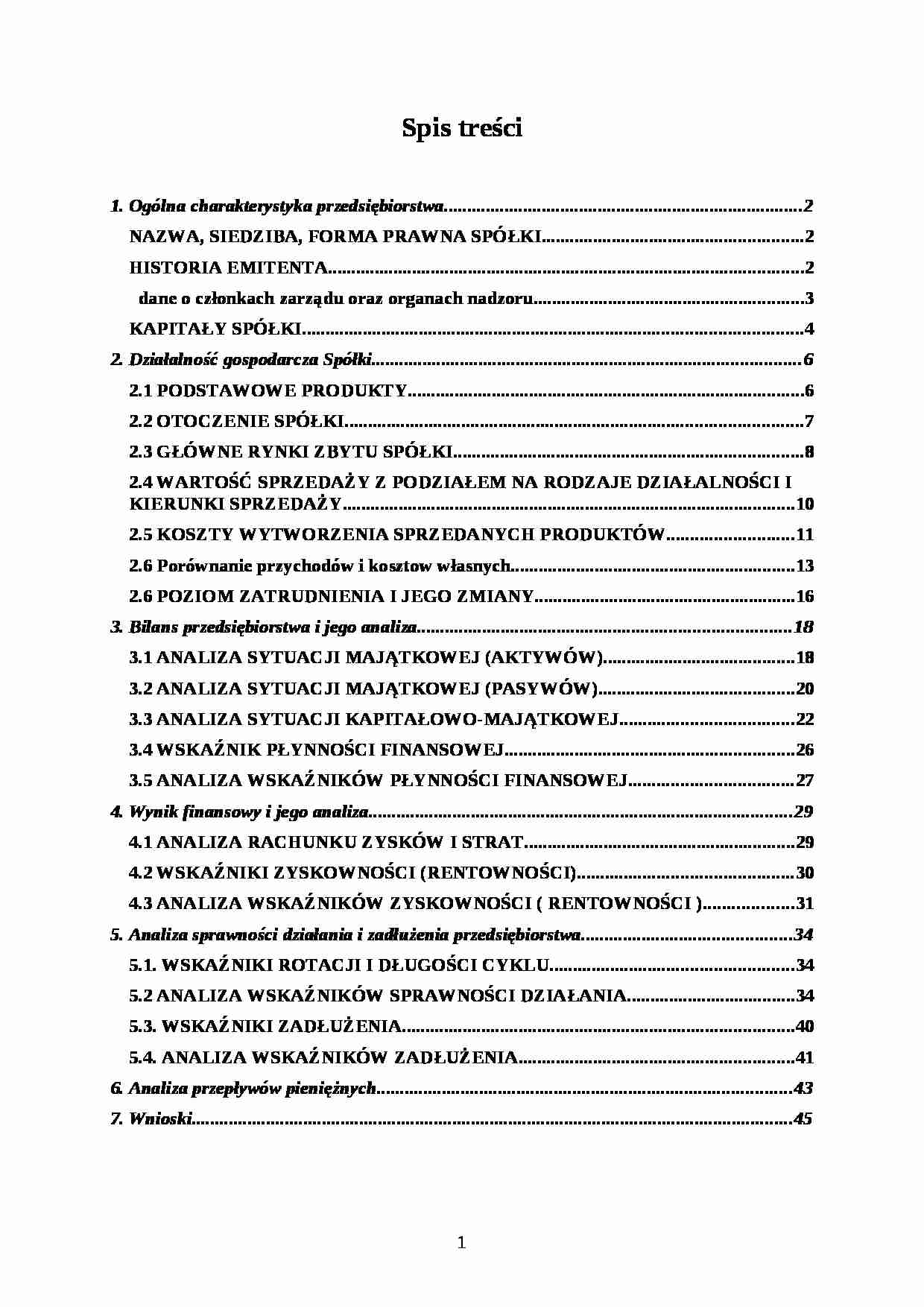 Analiza finansowa - zakłady mięsne - strona 1
