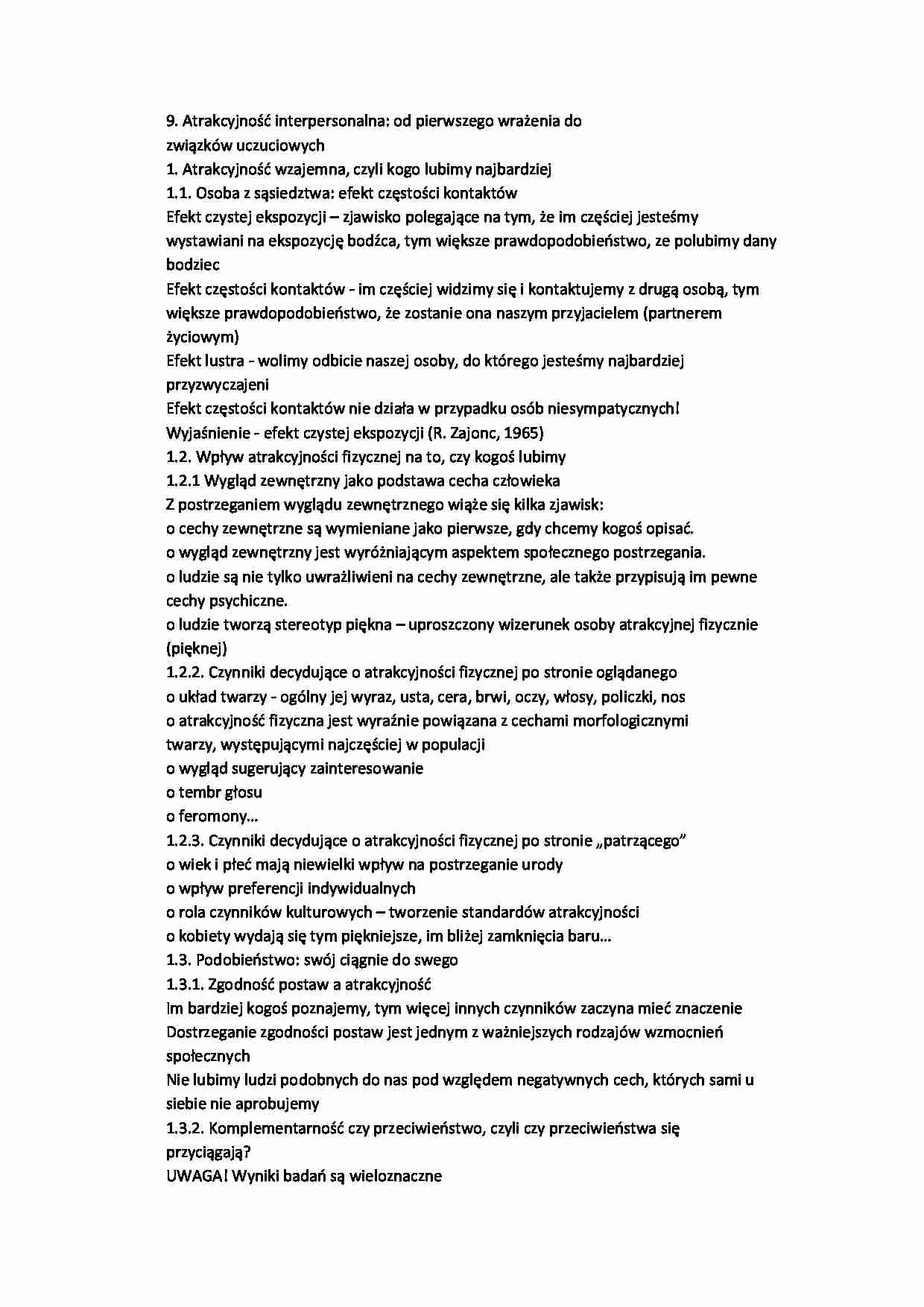 Atrakcyjność interpersonalna - Relacje interpersonalne - strona 1
