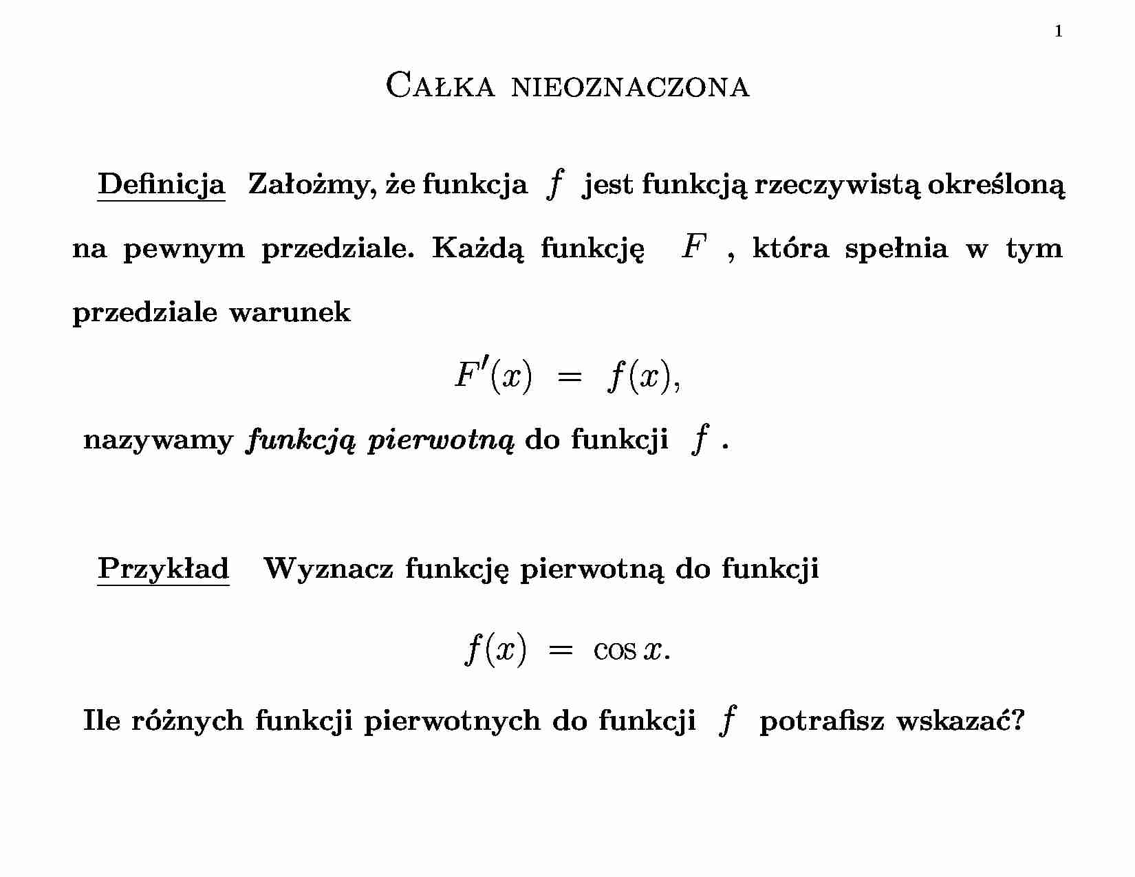 Całka nieoznaczona - ogólnie - strona 1