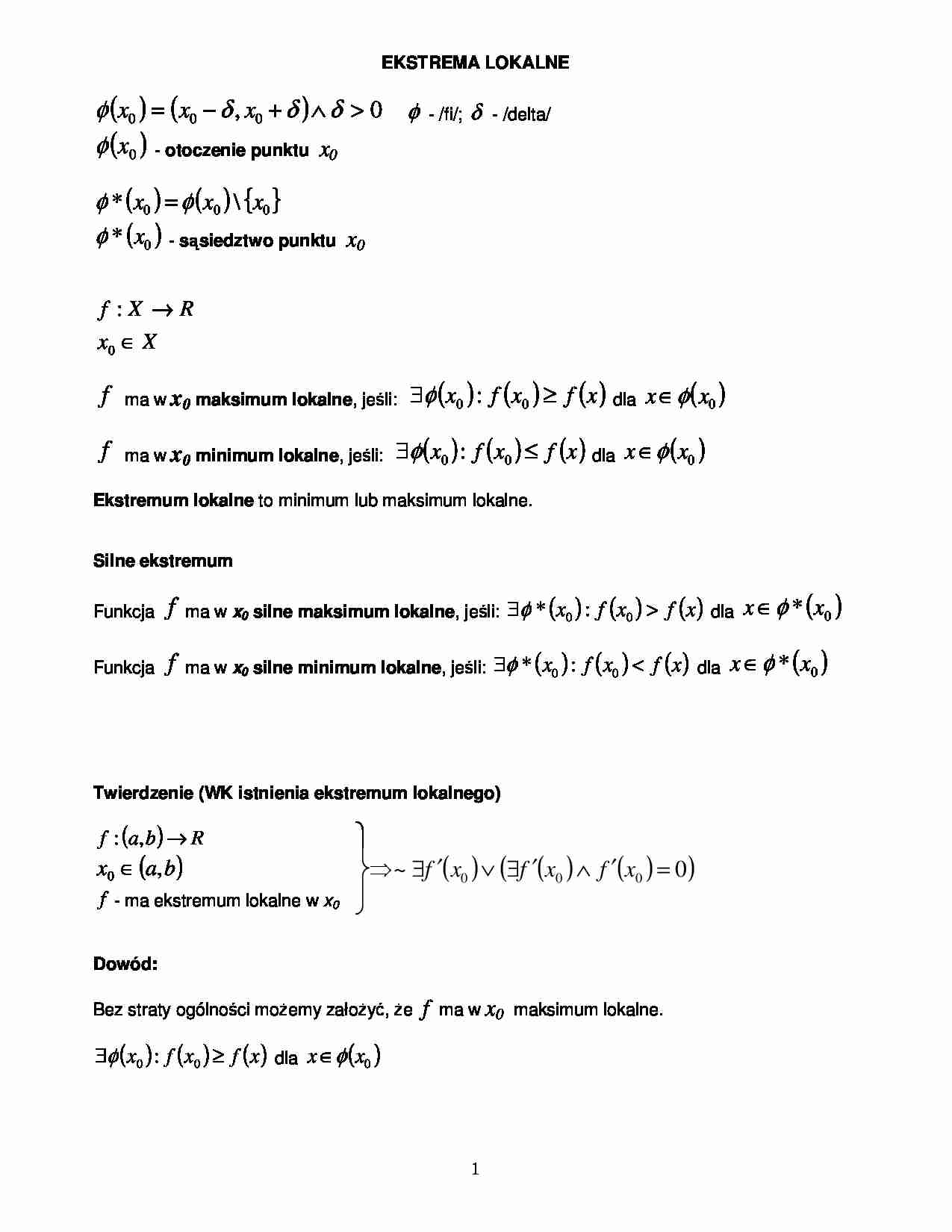 Matematyka - ekstrema lokalne - strona 1