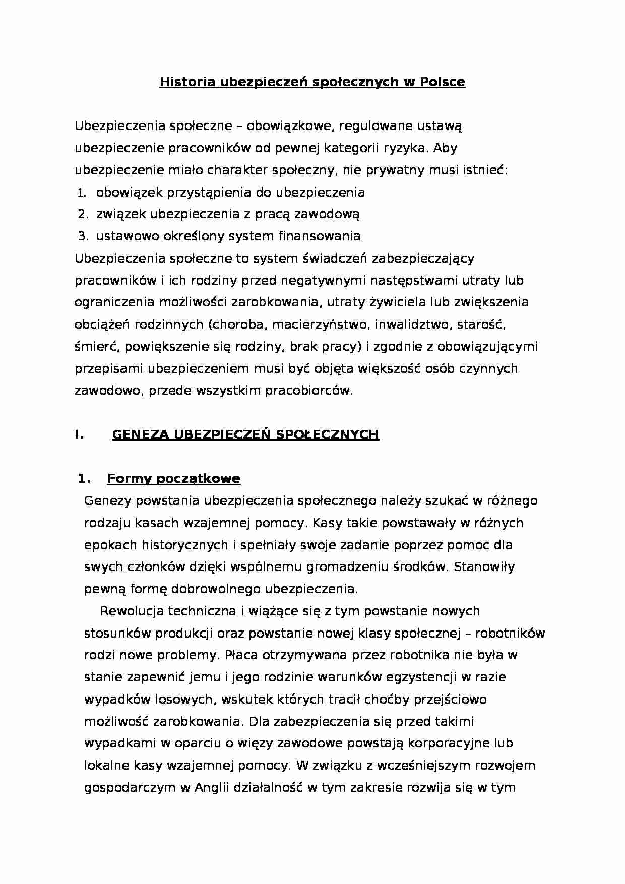 Historia ubezpieczeń społecznych w Polsce - strona 1
