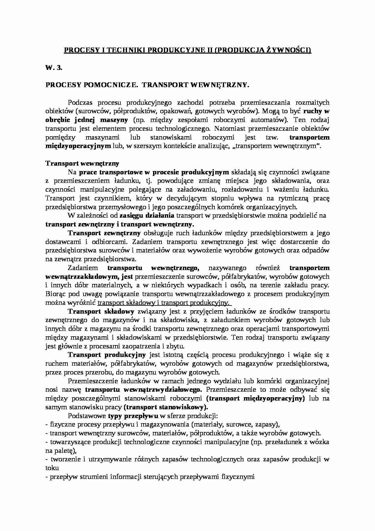 Procesy pomocnicze, transport wewnętrzny - strona 1