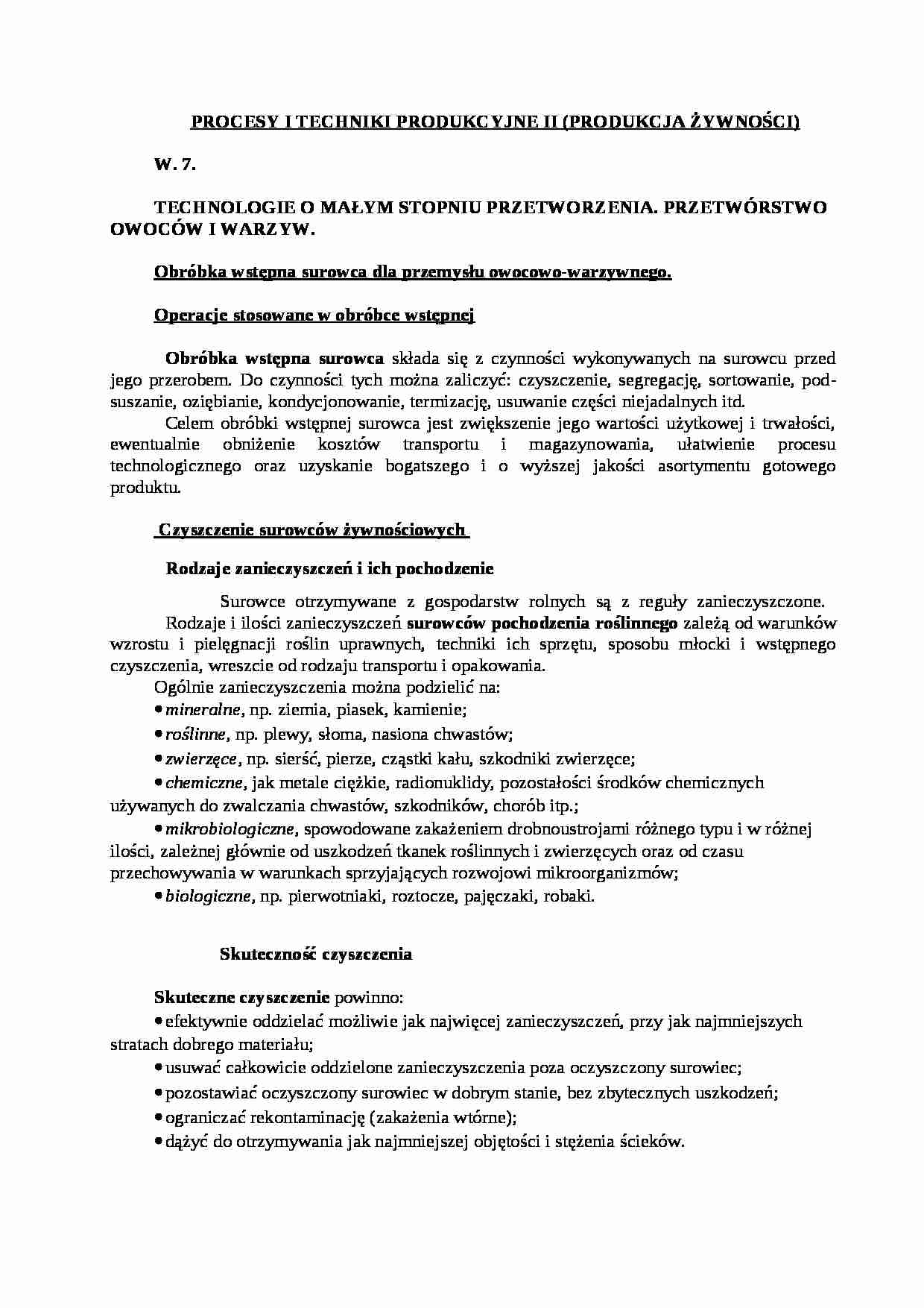 Technologie o małym stopniu przetworzenia - strona 1