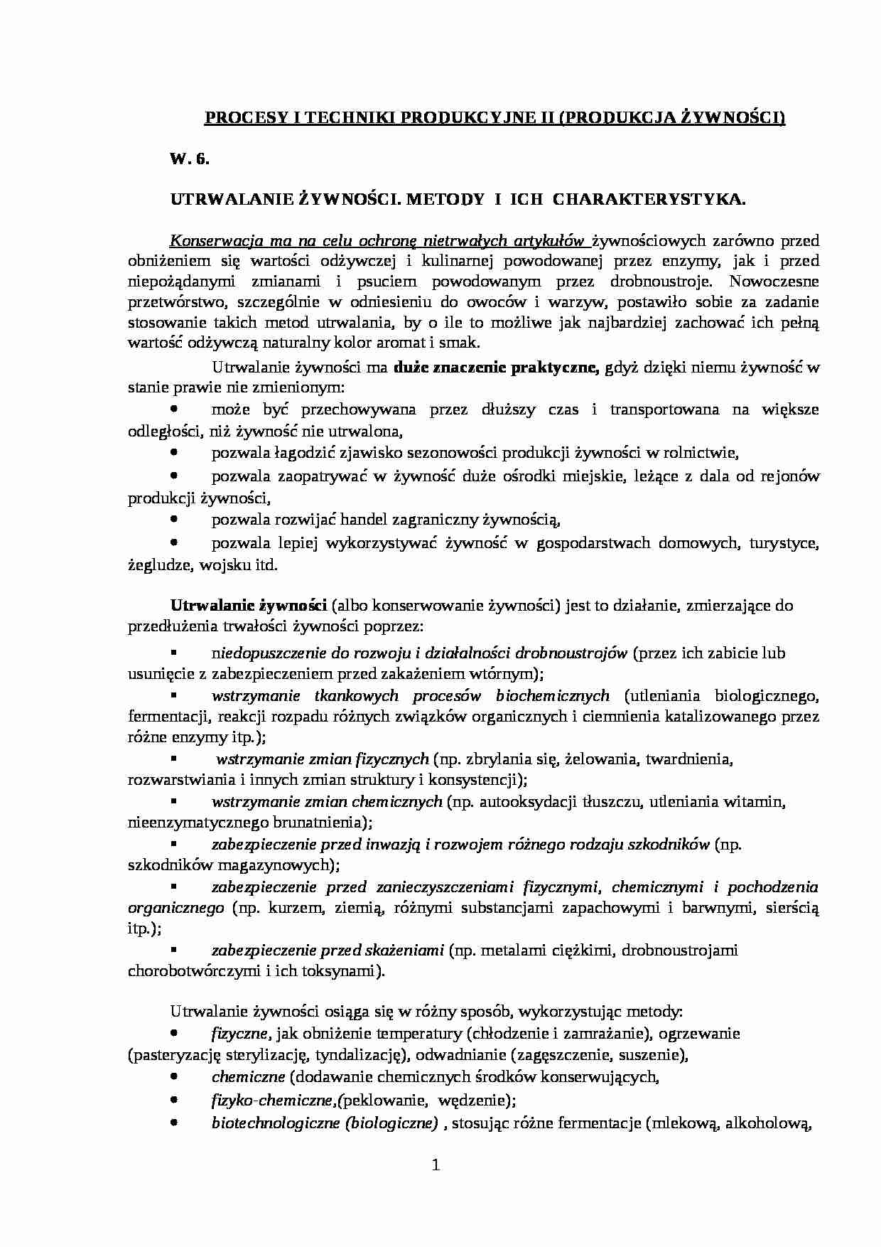 Utrwalanie żywności - metody - strona 1