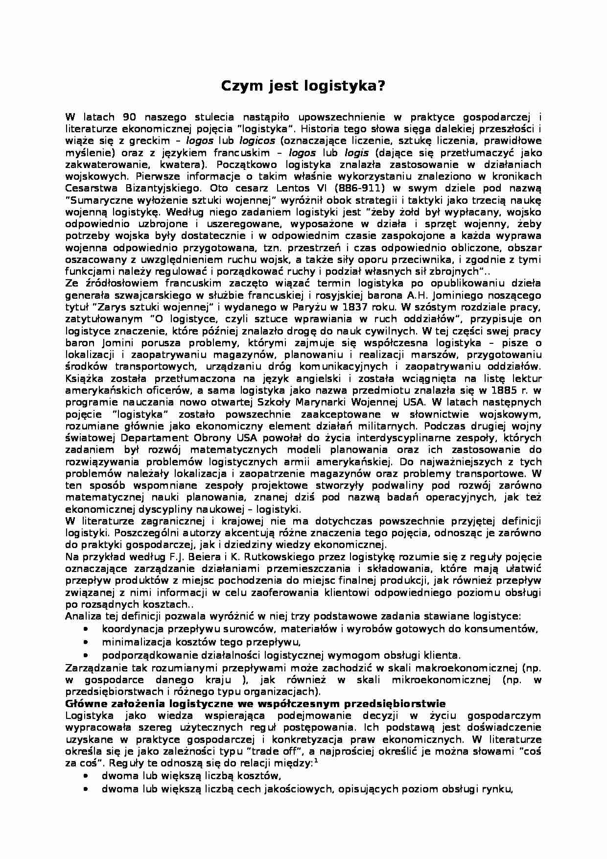 Czym jest logistyka ? - strona 1