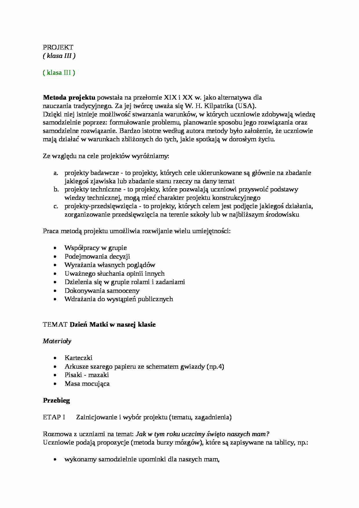 Nauczanie - metoda projektu - strona 1